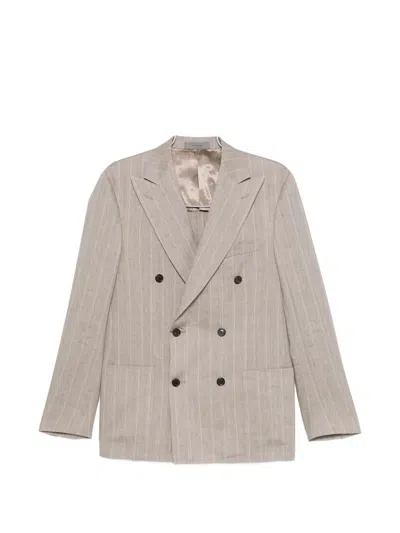 Corneliani Pinstripe Double-breasted Suit In Gray
