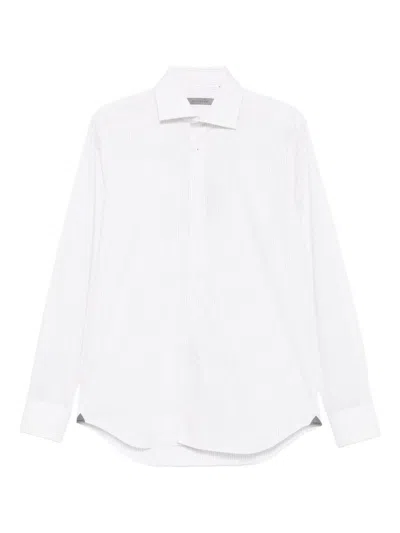 Corneliani Pinstripe Long-sleeved Shirt In White