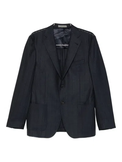 Corneliani Blue Virgin Wool And Cashmere Suit Jacket