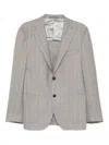 Corneliani Sophisticated Brown Suit With Pinstripe Detailing In Gray
