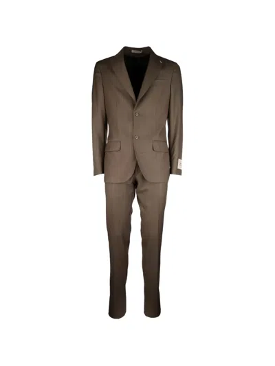 Corneliani Pinstripe Single-breasted Suit In Brown