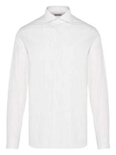 Corneliani Pinstriped Longsleeved Shirt In White