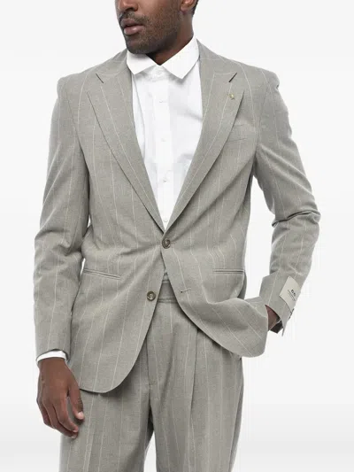 Corneliani Pinstriped Single-breasted Suit In Gray