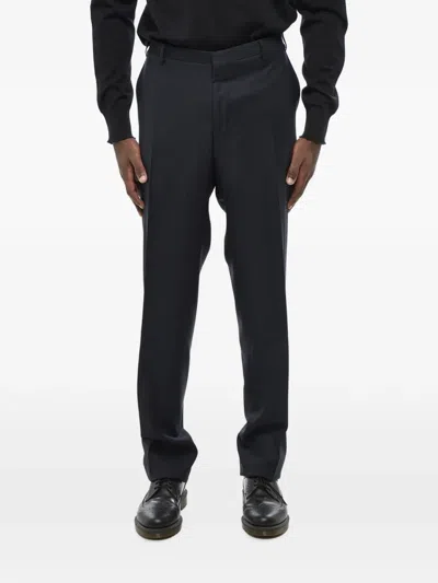 Corneliani Pinstriped Wool Trousers In Black