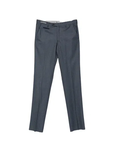 Corneliani Piped-trim Straight-leg Trousers In Blue