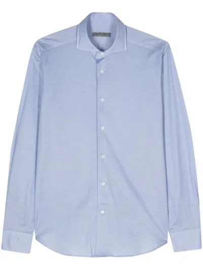 Corneliani Piqué-weave Shirt In Blue