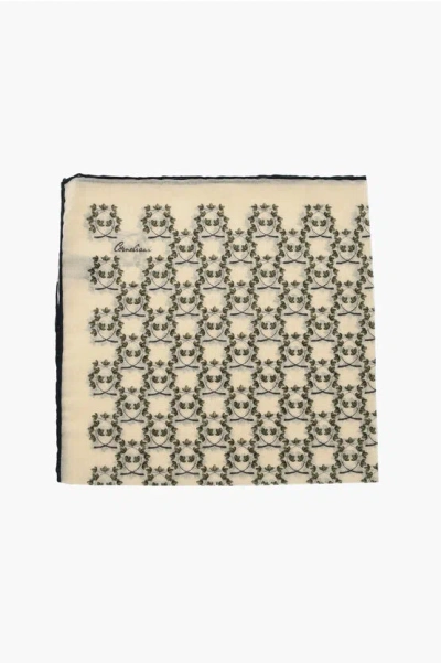 Corneliani Plant Patterned Silk Pocket Square