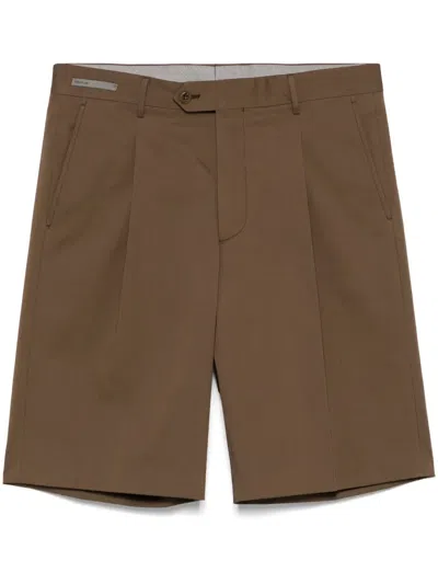 Corneliani Pleated Chino Shorts In Brown