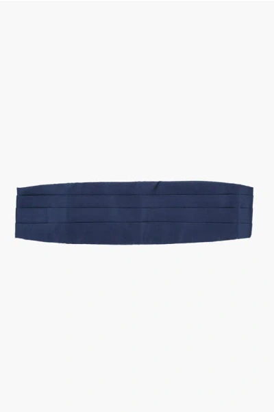Corneliani Pleated Satin Cummerbund In Blue