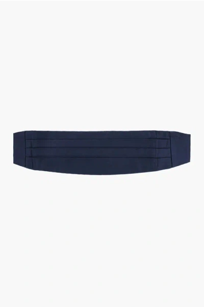 Corneliani Pleated Satin Cummerbund In Blue