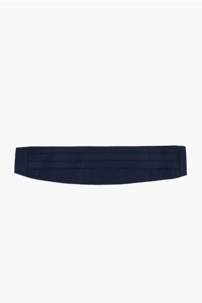 Corneliani Pleated Silk Cummerbund In Blue