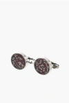 Corneliani Polished Metal Cufflinks With Crystal Embellished Inserts In Multi