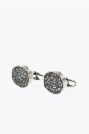 Corneliani Polished Metal Cufflinks With Crystal Embellished Inserts In Multi
