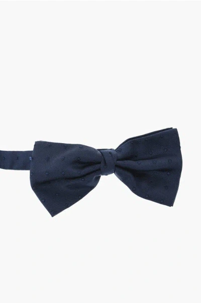 Corneliani Polka Dot Jacquard Silk Bow Tie In Blue