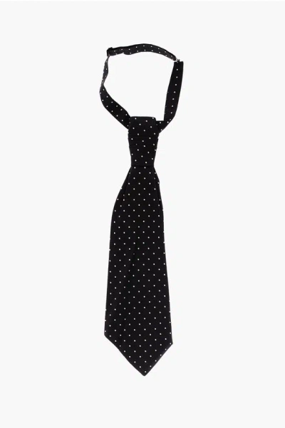 Corneliani Polka Dots Silk Ascot Tie In Black