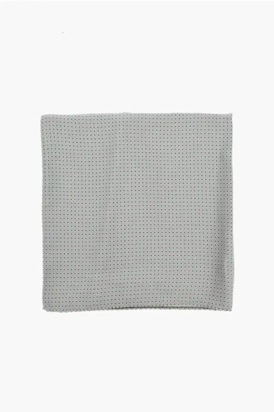 Corneliani Polka Dots Silk Pocket Square In Gray