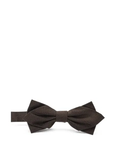 Corneliani Polka-dot Silk Bow Tie In Brown