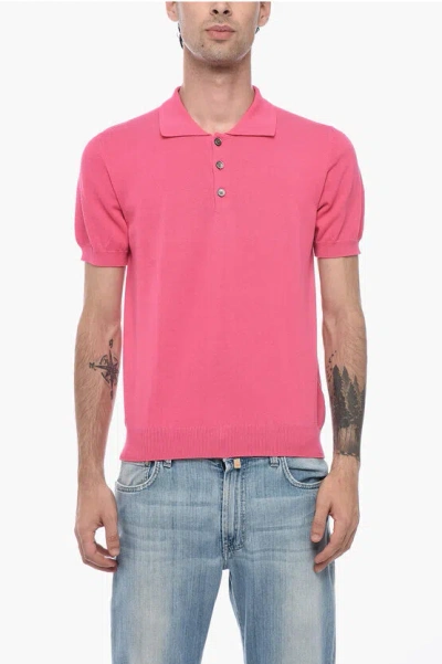 Corneliani Polo Neck Cotton Sweater In Pink