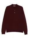 Corneliani Polo-neck Long-sleeve Polo Shirt In Burgundy