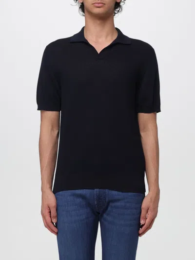 Corneliani Polo Shirt  Men Color Black In Blue