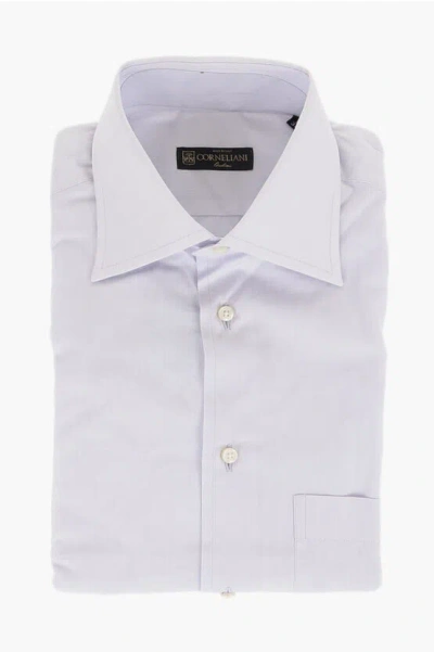 Corneliani Popeline Cotton Shirt With Breast-pocket In Red