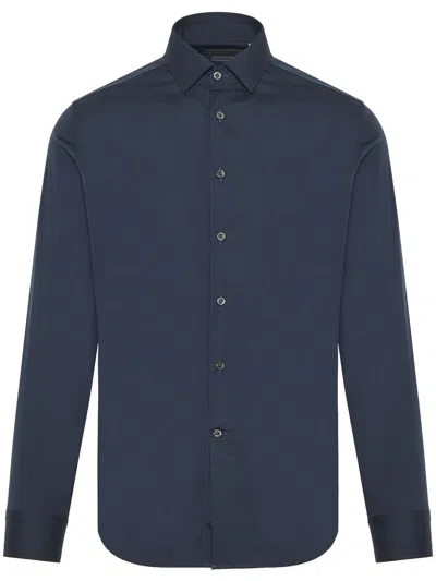 Corneliani Poplin Shirt In Blue