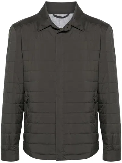 Corneliani Press-stud Quilted Jacket In Grey