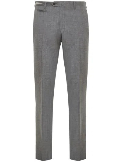 Corneliani Pressed-crease Wool Trousers In 灰色