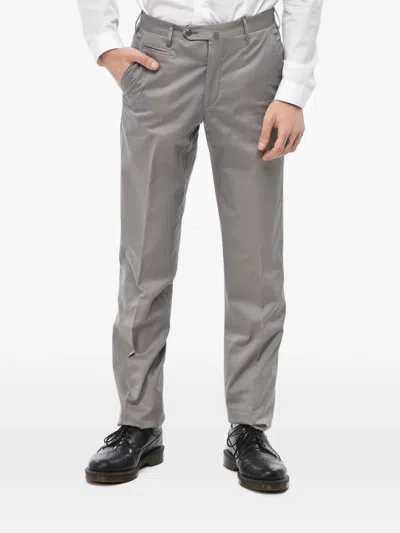 Corneliani Pressed-crease Cotton Chino Pants In Gray