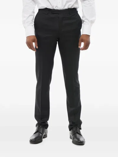 Corneliani Pressed-crease Virgin Wool Trousers In Black
