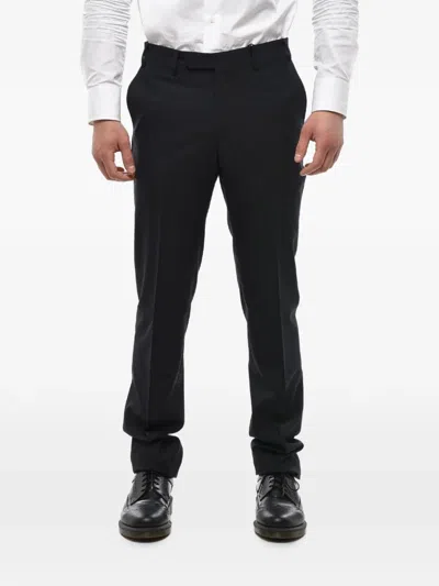 Corneliani Pressed-crease Virgin Wool Trousers In Black