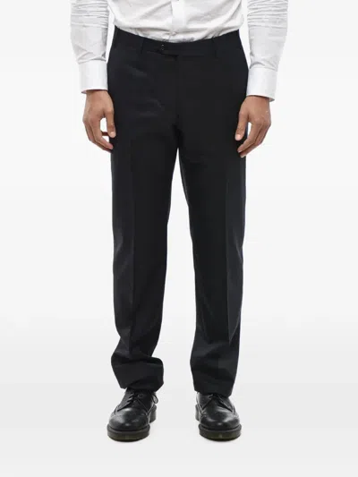 Corneliani Pressed-crease Virgin Wool Trousers In Black