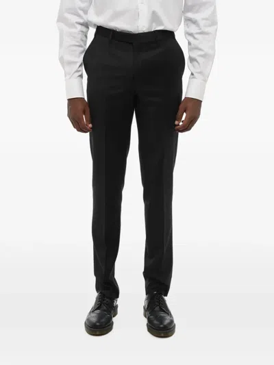 Corneliani Pressed-crease Welt-pocket Tailored Trousers In Black