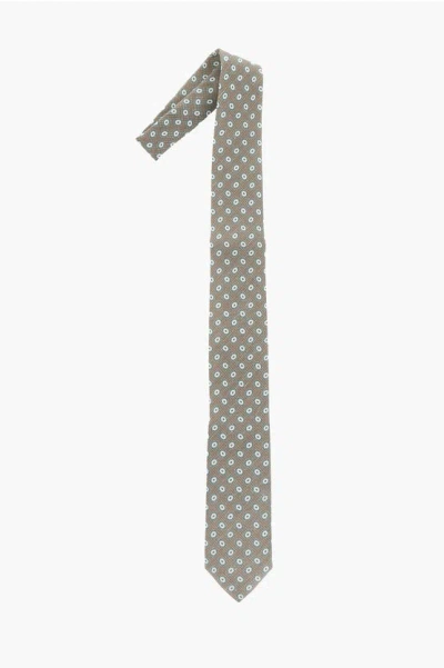 Corneliani Printed Silk And Flax Tie In Multi