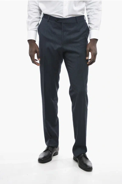 Corneliani Pure Twill Wool Academy Pants In Blue