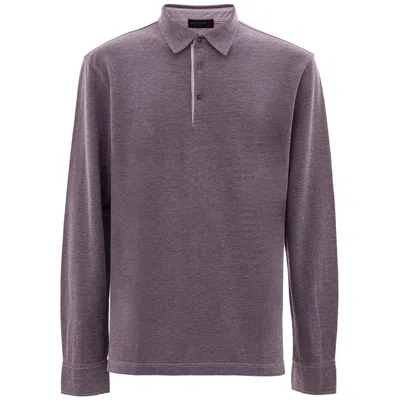 Corneliani Purple Cotton Polo Shirt In Viola Chiaro