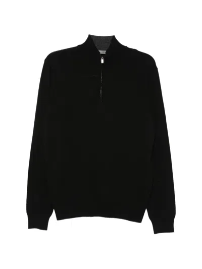 Corneliani Quarter-zip High-neck Sweater In Black
