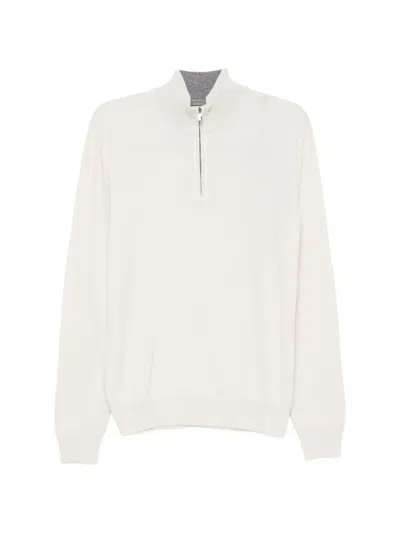 Corneliani Knitted Sweater With Half-zip Closure In Multi