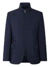 Corneliani Blue Techno Poplin Quilted Jacket With Detachable Vest In Blue