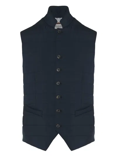 Corneliani Quilted Mandarin-collar Waistcoat In Blue
