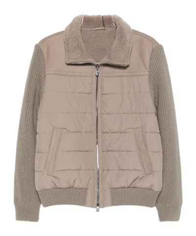 CORNELIANI QUILTED SHEARLING-COLLAR COAT