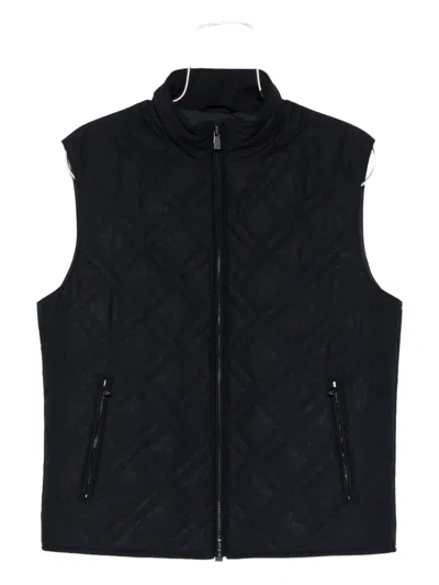 Corneliani Quilted Zip Gilet In Blue