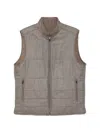 Corneliani Quilted-design Herringbone-pattern Gilet In Brown