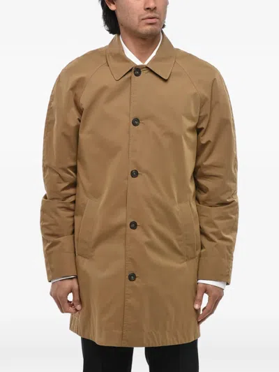 Corneliani Raglan-sleeve Button-up Coat In Brown