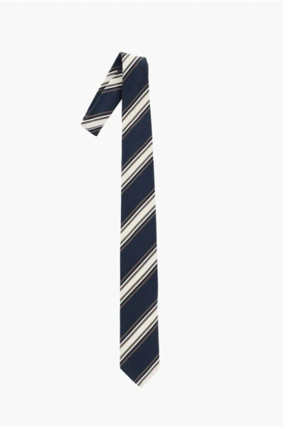 Corneliani Regimental Striped Cotton And Silk Tie