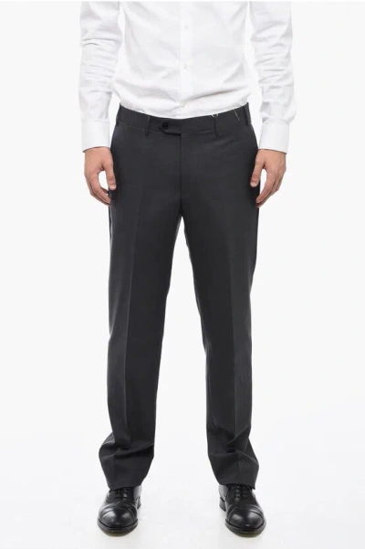 Corneliani Regular Fit Virgin Wool Leader Pants In Black