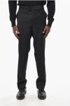 Corneliani Regular Waist Check Virgin Wool Pants In Black