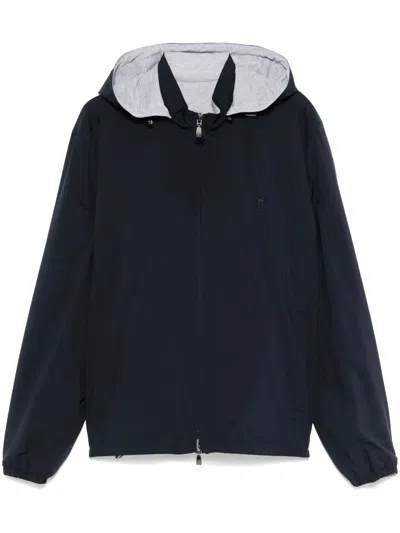 Corneliani Reversible Hooded Jacket In Blue