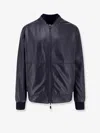 Corneliani Reversible Leather Jacket In Blue