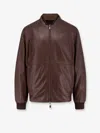 Corneliani Reversible Leather Jacket In Brown